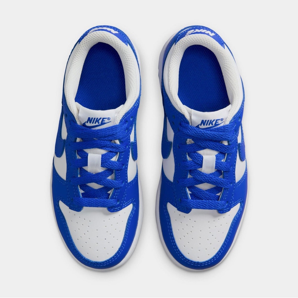 Nike Dunk Low Kids Basketball Sneakers in Blue and White - Picture 2 of 5